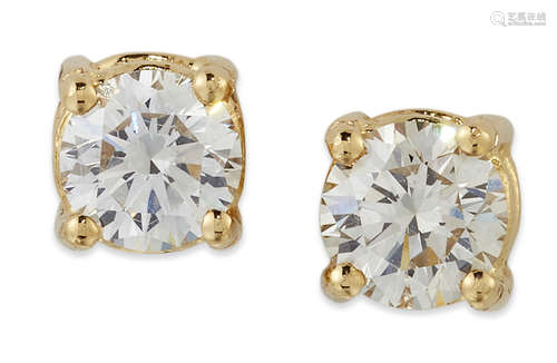 A PAIR OF DIAMOND SINGLE-STONE STUD EARRINGS