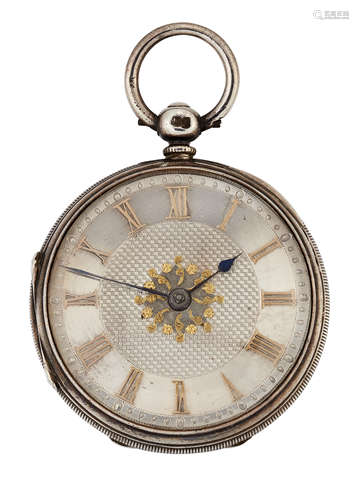 A SILVER OPEN FACED POCKET WATCH