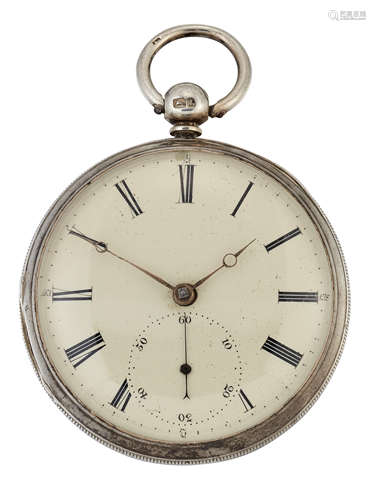 A SILVER OPEN FACED POCKET WATCH