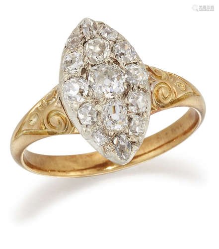 A VICTORIAN DIAMOND NAVETTE RING