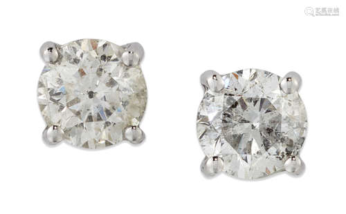 A PAIR OF DIAMOND SINGLE-STONE STUD EARRINGS