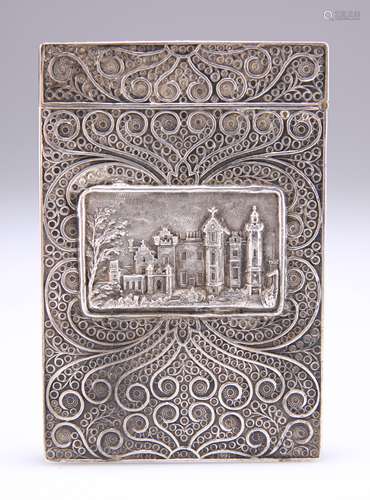 A WILLIAM IV FILIGREE SILVER CASTLE-TOP CARD CASE