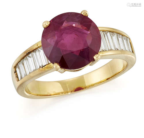 A RUBY AND DIAMOND RING