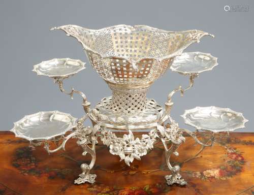 A LARGE EDWARDIAN SILVER TABLE EPERGNE