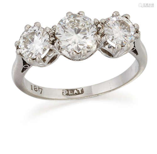 A DIAMOND THREE STONE RING