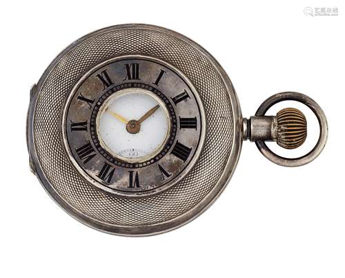 A SILVER HALF HUNTER POCKET WATCH