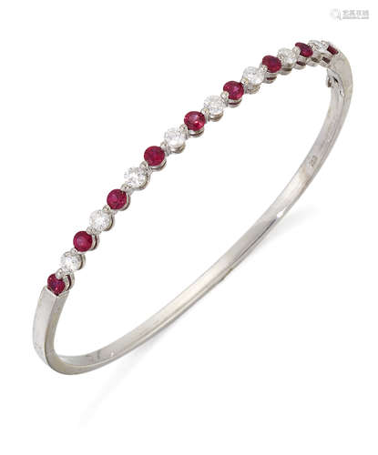 A RUBY AND DIAMOND BANGLE