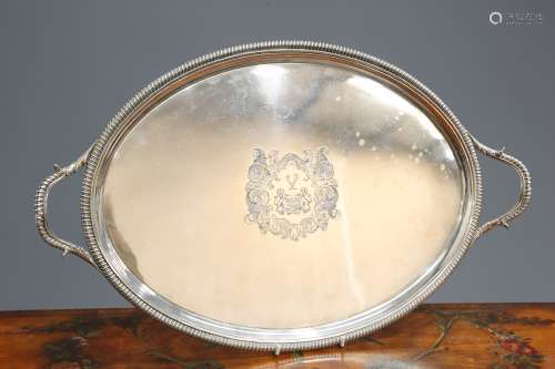 A GEORGE III SILVER TWO-HANDLED TRAY