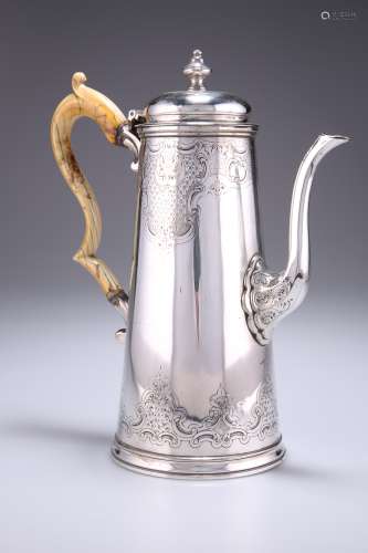 A VICTORIAN SILVER-PLATED COFFEE POT, CIRCA 1870