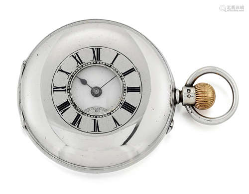 A LATE VICTORIAN SILVER HALF-HUNTER POCKET WATCH