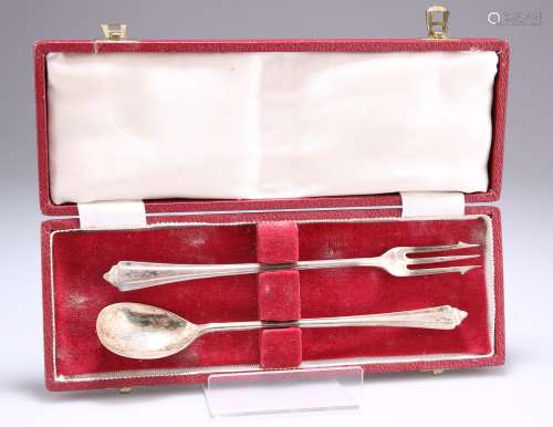 A PAIR OF GEORGE VI SILVER PICKLE FORKS