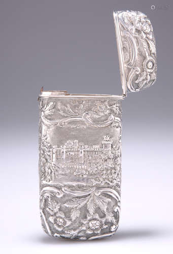 AN EARLY VICTORIAN SILVER DOUBLE CASTLE-TOP CHEROOT CASE