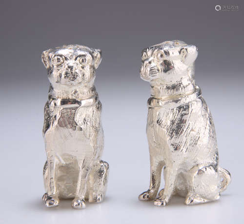 A PAIR OF SILVER-PLATED NOVELTY PEPPER POTS