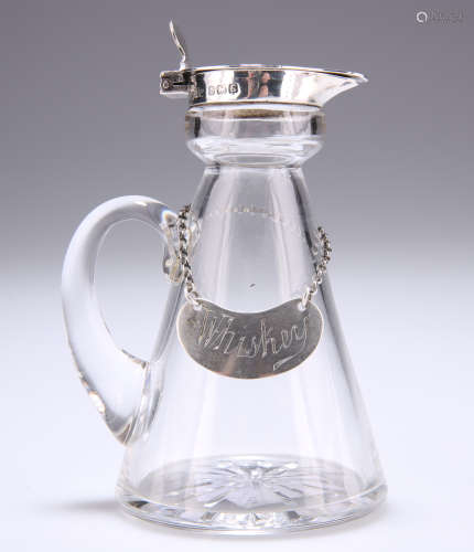 A GEORGE V SILVER-MOUNTED GLASS WHISKY NOGGIN