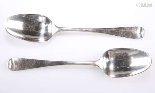 A PAIR OF GEORGE II SILVER TABLESPOONS
