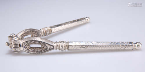 A PAIR OF VICTORIAN SILVER-HANDLED NUT CRACKERS