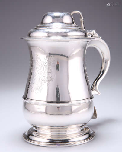 A GEORGE II SILVER TANKARD