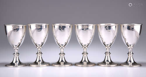 A SET OF SIX SILVER GOBLETS