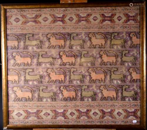 Fragment de tapis ou tapisserie à décors de frises d'animaux
