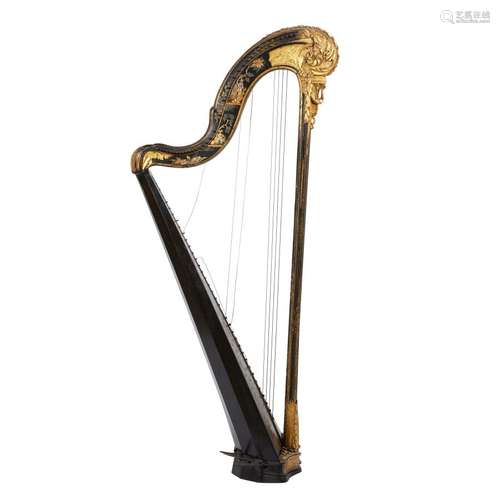 Harpe en bois laqué noir