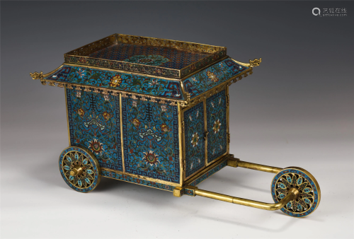 A CHINESE CLOISONNE CARRIAGE