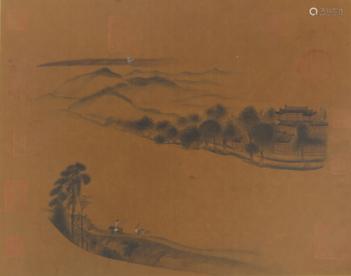 A CHINESE PAINTING MOUNTAINS AND RIVER SCENERY