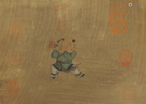 A CHINESE PAINTING A BOY