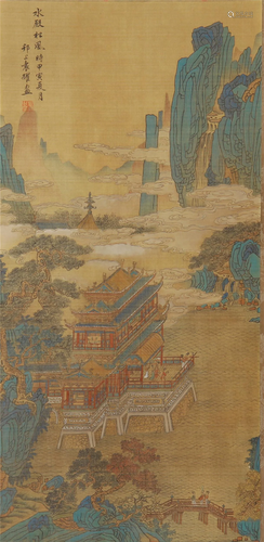 A CHINESE PAINTING PALACE IN MOUNTAINS