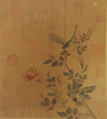 A CHINESE PAINTING INSECT AND FLOWERS