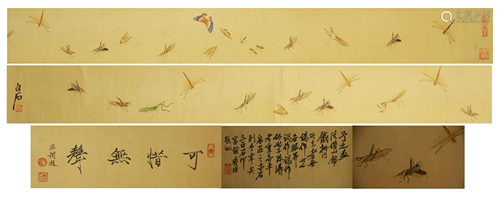 A CHINESE PAINTING INSECTS AND CALLIGRAPHY