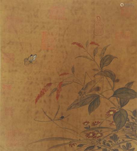 A CHINESE PAINTING INSECTS AND FLOWERS