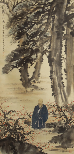 A CHINESE PAINTING FIGURE IN FOREST