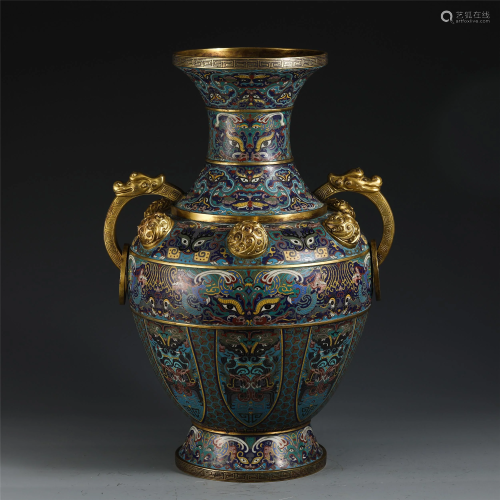 A CHINESE CLOISONNE BRONZE VASE