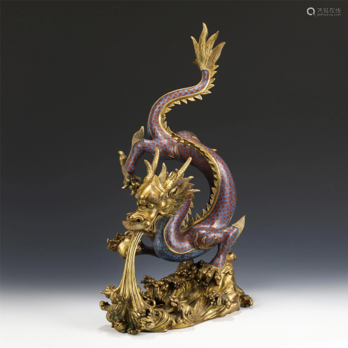 A CHINESE CLOISONNE DRAGON SHAPED DECORATION
