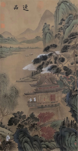 A CHINESE PAINTING MOUNTAINS AND RIVER SCENERY