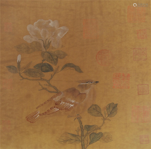 A CHINESE PAINTING BIRD AND FLOWERS
