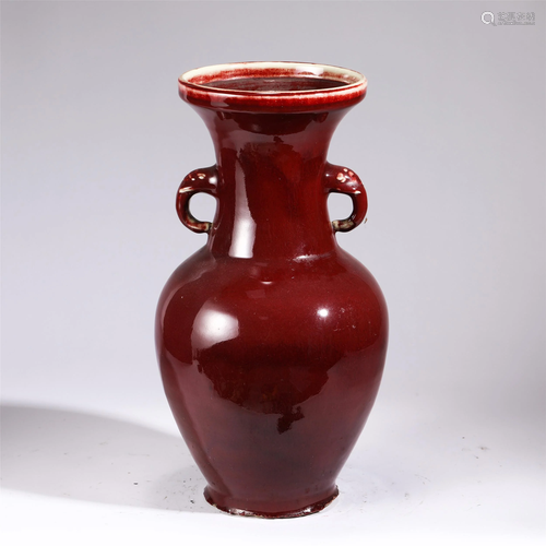 A CHINESE RED GLAZED PORCELAIN VASE