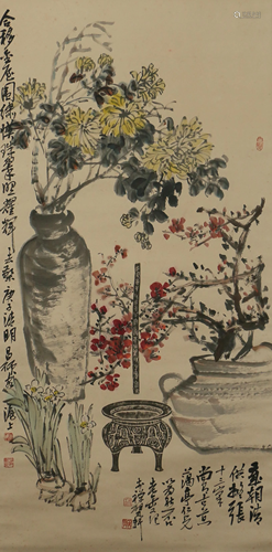 A CHINESE PAINTING FLOWERS