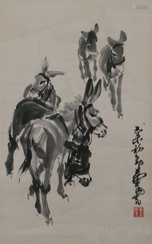 A CHINESE PAINTING DONKEYS