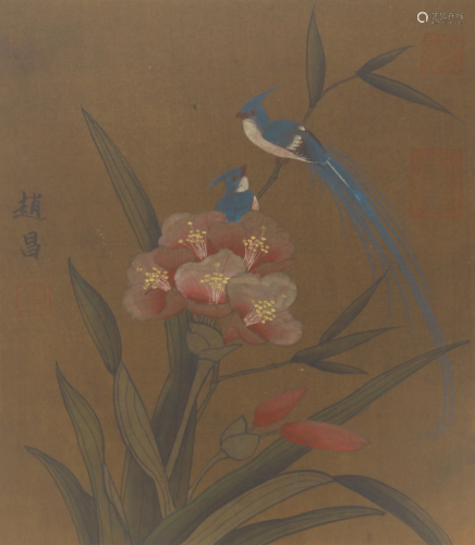 A CHINESE PAINTING BIRDS AND FLOWERS
