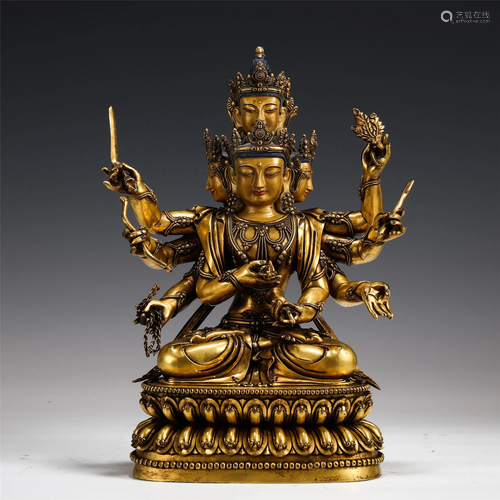 A CHINESE GILT BRONZE FIGURE OF BUDDHA