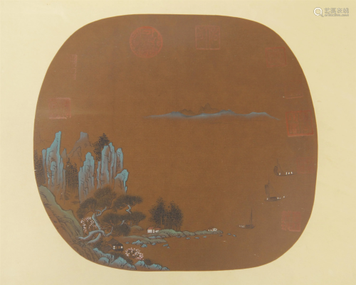 A CHINESE PAINTING MOUNTAINS AND RIVER SCENERY