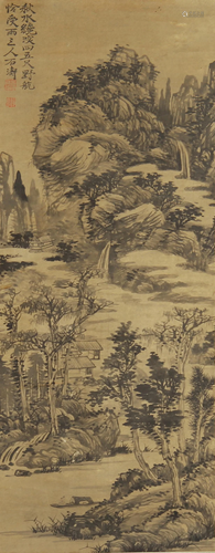 A CHINESE PAINTING MOUNTAINS LANDSCAPE