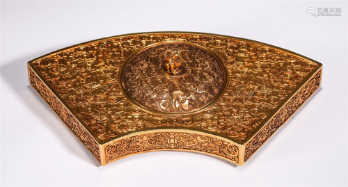 A CHINESE GILT BRONZE BRUSH WASHER