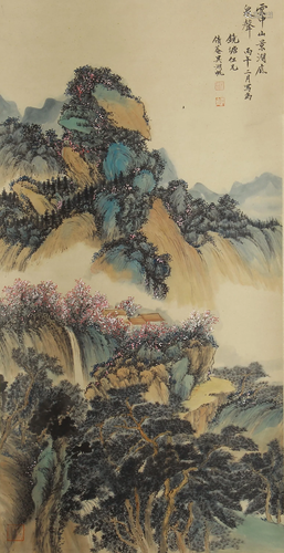 A CHINESE PAINTING MOUNTAINS LANDSCAPE