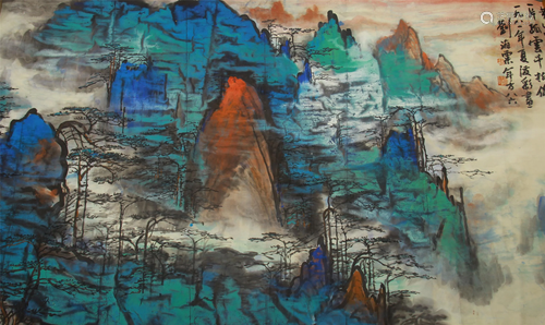 A CHINESE PAINTING MOUNTAINS LANDSCAPE