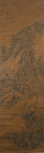 A CHINESE PAINTING MOUNTAINS LANDSCAPE