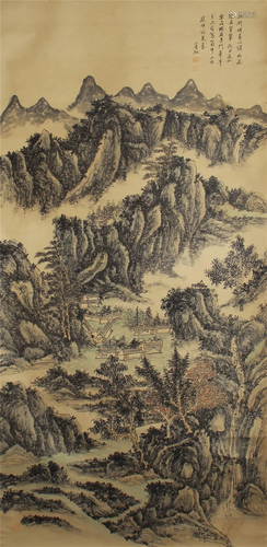 A CHINESE PAINTING MOUNTAINS LANDSCAPE