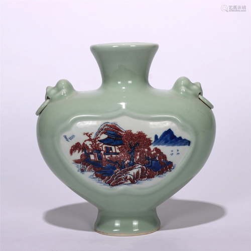 A CHINESE SINGLE COLOR GLAZED BLUE AND WHITE