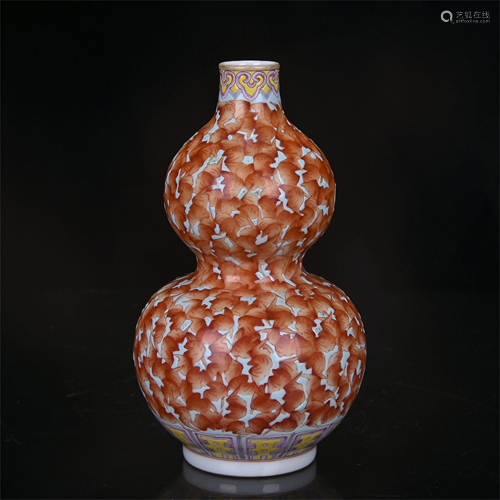 A CHINESE COPPER RED GLAZED FAMILLE ROSE PORCELAIN